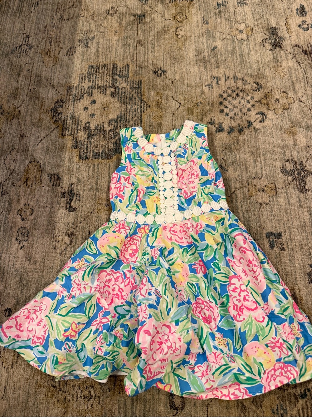 Lilly Pulitzer Sleeveless Floral Dress in Blue, Pink & Green